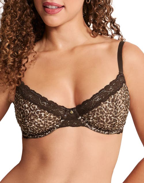 Adore Me Akari Unlined Demi Bra in Animal Brown at Nordstrom, Size 36Ddd