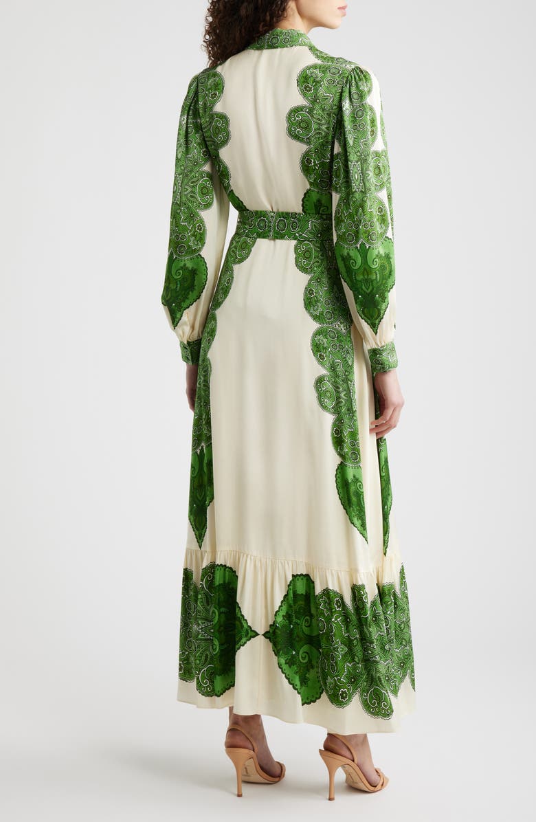 Elie Tahari The Harley Regent Placed Paisley Long Sleeve Stretch Silk Maxi Shirtdress, Alternate, color, Regent Paisley Print