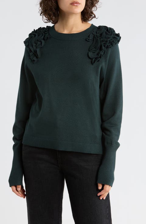 Ruffle Crewneck Sweater