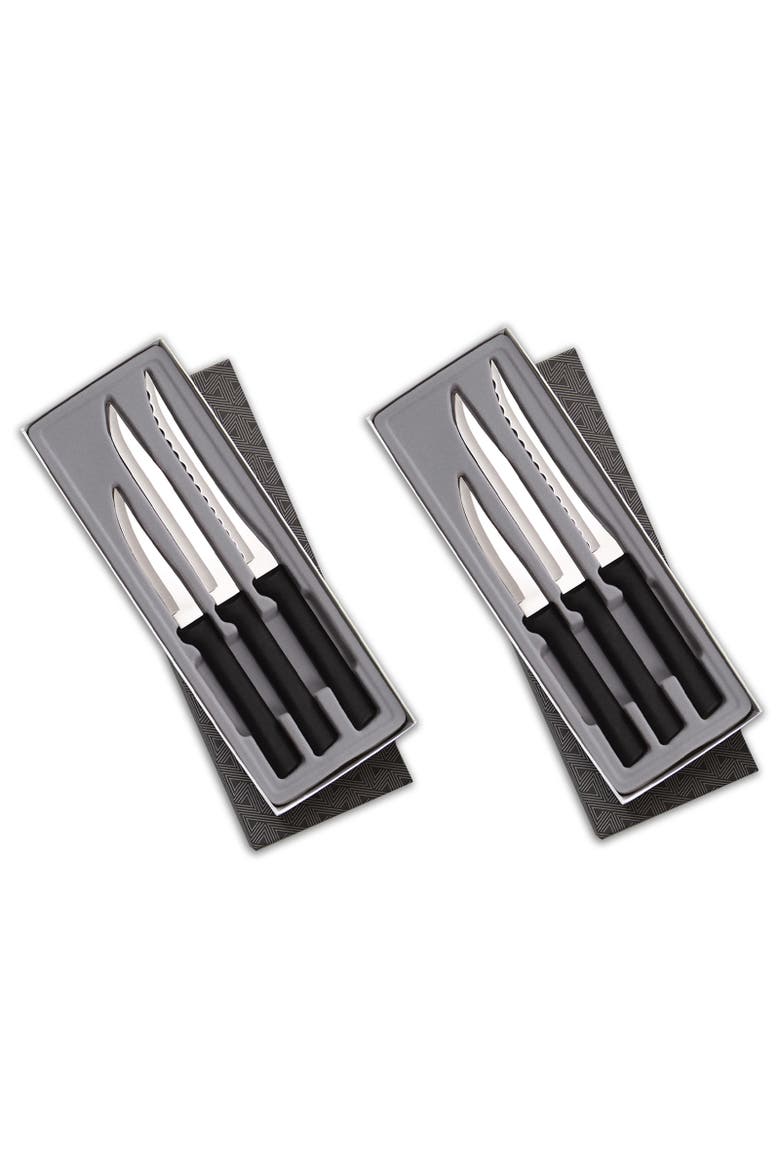 3 Piece Cooking Essentials Knife Set with Gift Box, Black Handless, Set of 2, Main, color, Black