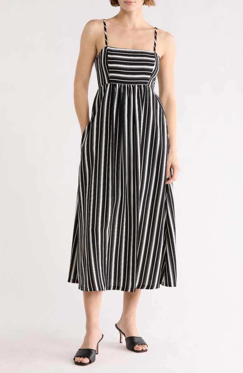 Melrose and Market Stripe Babydoll Midi Dress, Main, color, 