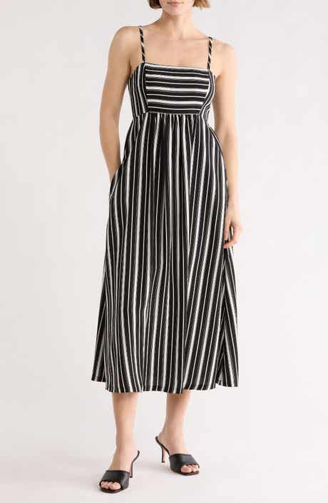 Melrose and Market Stripe Babydoll Midi Dress
