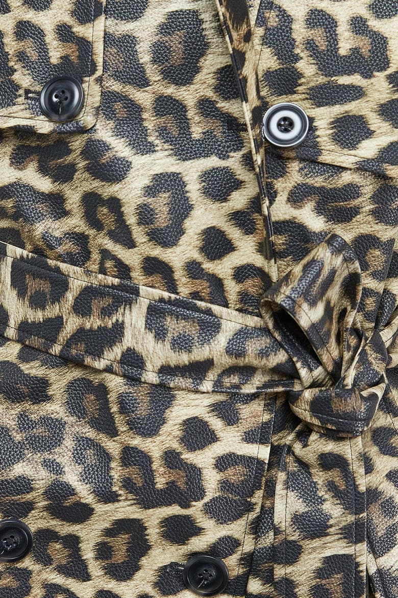 Leopard Print Trench Coat, Alternate, color, Leopard