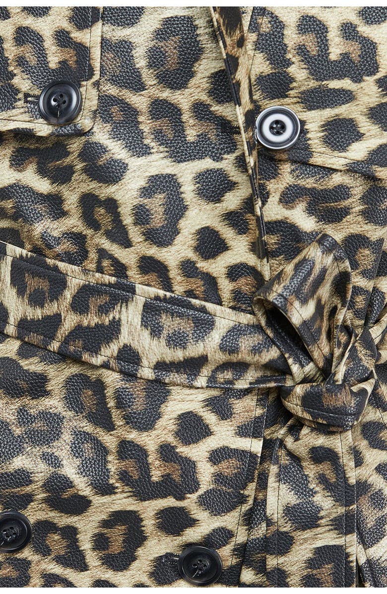 Warehouse Leopard Print Trench Coat, Alternate, color, Leopard