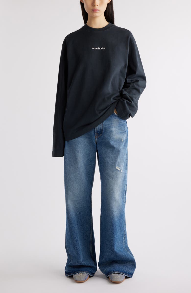 Acne Studios Edden Oversize Organic Cotton Logo Graphic T-Shirt, Alternate, color, Black