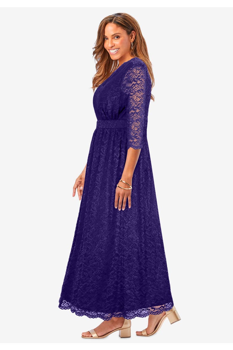 Stretch Lace Maxi Dress, Alternate, color, RASPBERRY