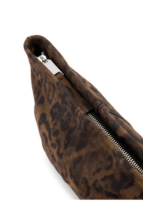Allsaints Hex Leopard Suede East/west Pouch In Brown