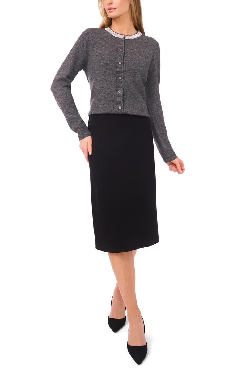 Halogen<sup>®</sup> Rhinestone Collar Cardigan, Alternate, color, Medium Heather Grey