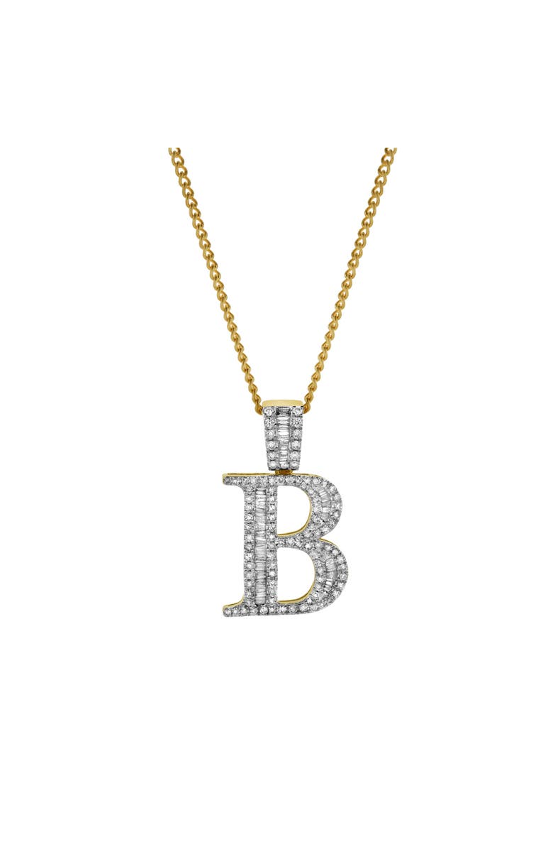 LuvMyJewelry B Initial Diamond Pendant 10K Yellow Gold - 0.75 Carats, Alternate, color, 10K Yellow Gold -