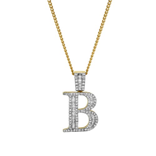 Luvmyjewelry B Initial Diamond Pendant 10k Yellow Gold In 10k Yellow Gold -