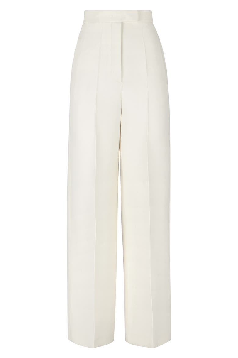 High Waist Wool & Silk Wide Leg Pants, Main, color, WHITE
