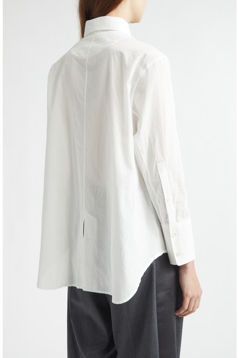 Raw Edge Cotton Poplin Button-Up Shirt, Alternate, color, WHITE