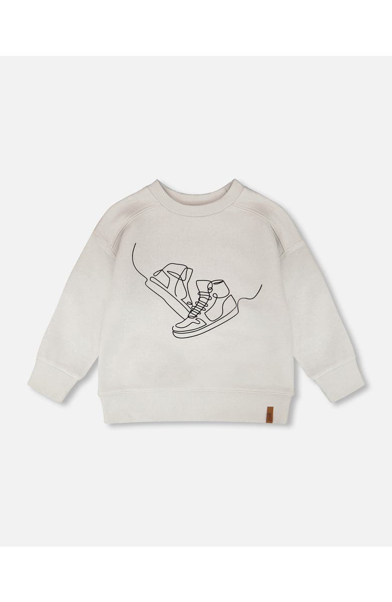 Deux par Deux Long Sleeve Sneaker French Terry Sweatshirt, Main, color, Pale Grey