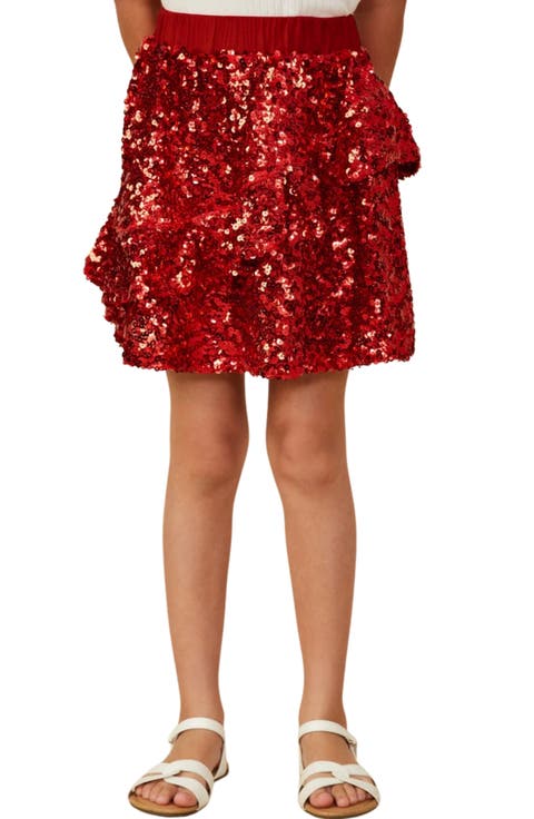 Kids' Sequin Asymmetric Ruffled Skirt