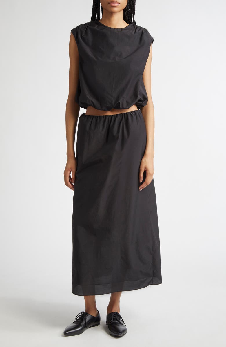 LOULOU DE SAISON Cosma Cotton & Silk Voile Crop Top, Alternate, color, Black