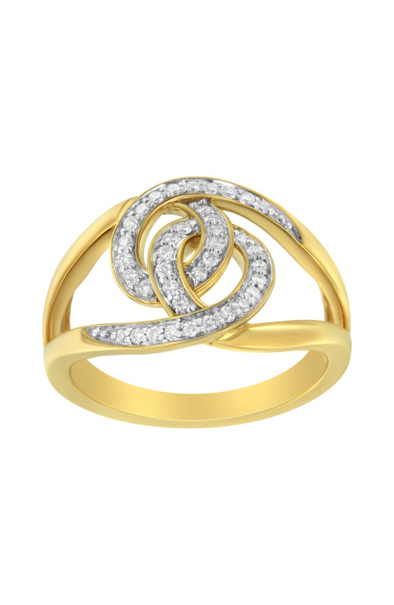 Haus of Brilliance 14K Yellow Gold Plated Silver 1/4 Cttw Diamond Interlocking Loop Open Shank Bypass Ring, Alternate, color, Yellow Gold Over Silver