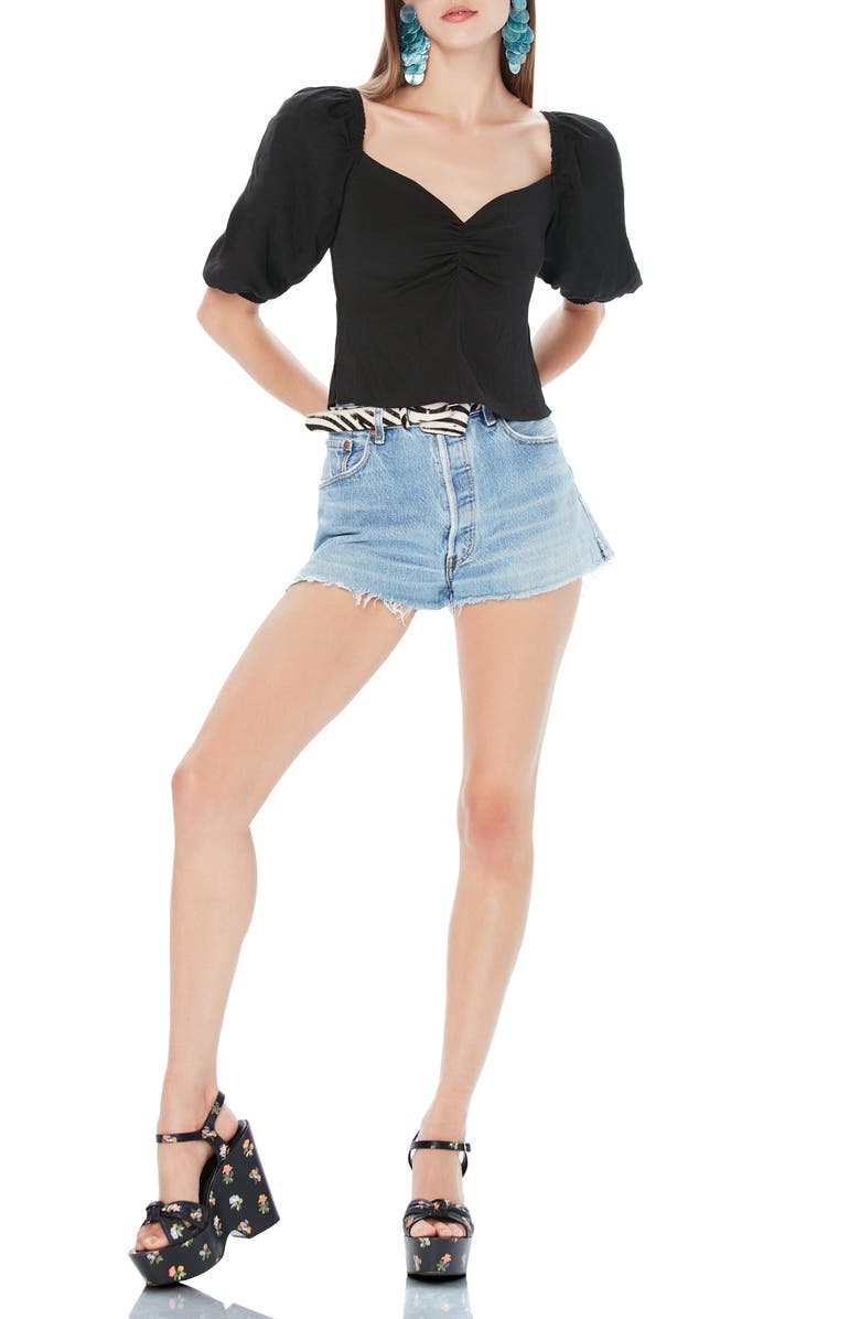 AFRM Kelli Sweetheart Neck Puff Sleeve Top, Alternate, color,