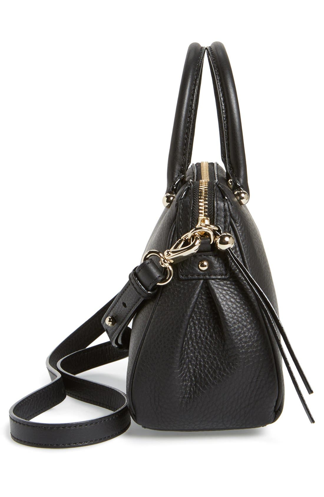 'charles street - mini audrey' leather satchel, Alternate, color, BLACK