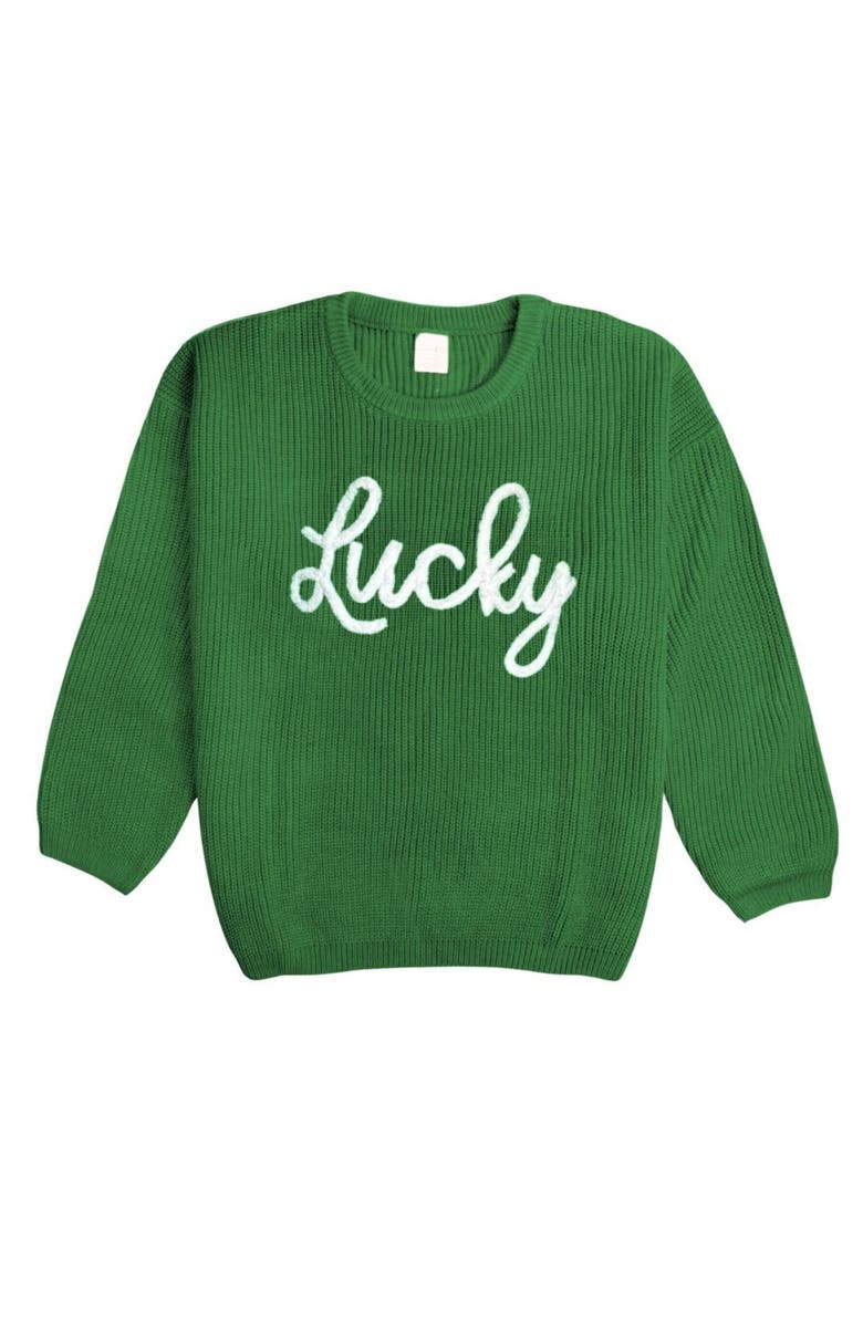 Sweet Wink Lucky St. Patrick's Day Knit Adult Sweater, Main, color, 