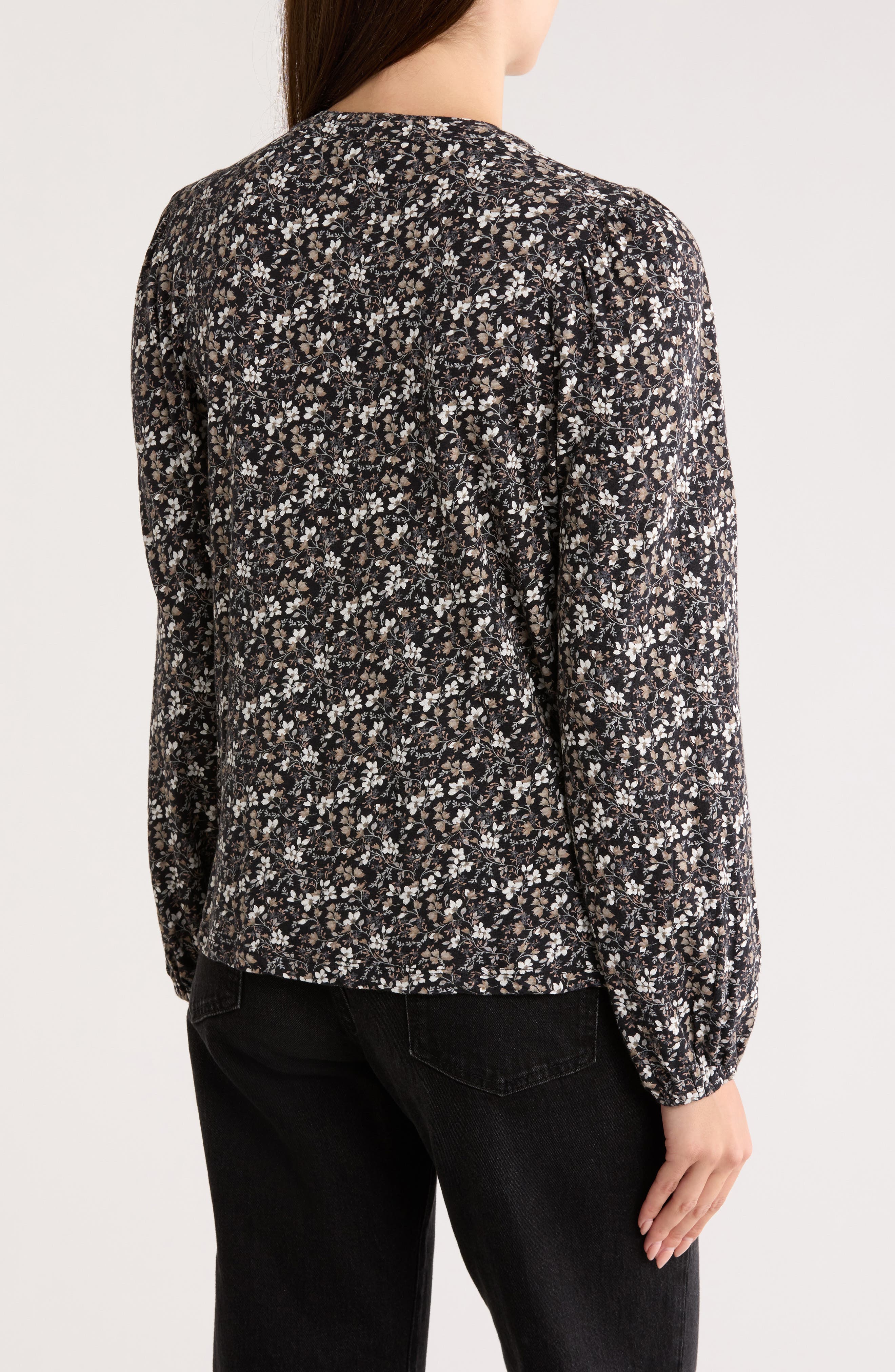 Split Neck Cotton Popover Top - image 2