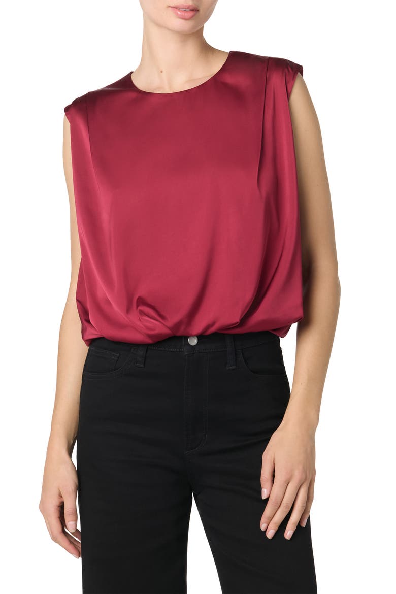 Satin Sleeveless Top, Main, color, SYRAH