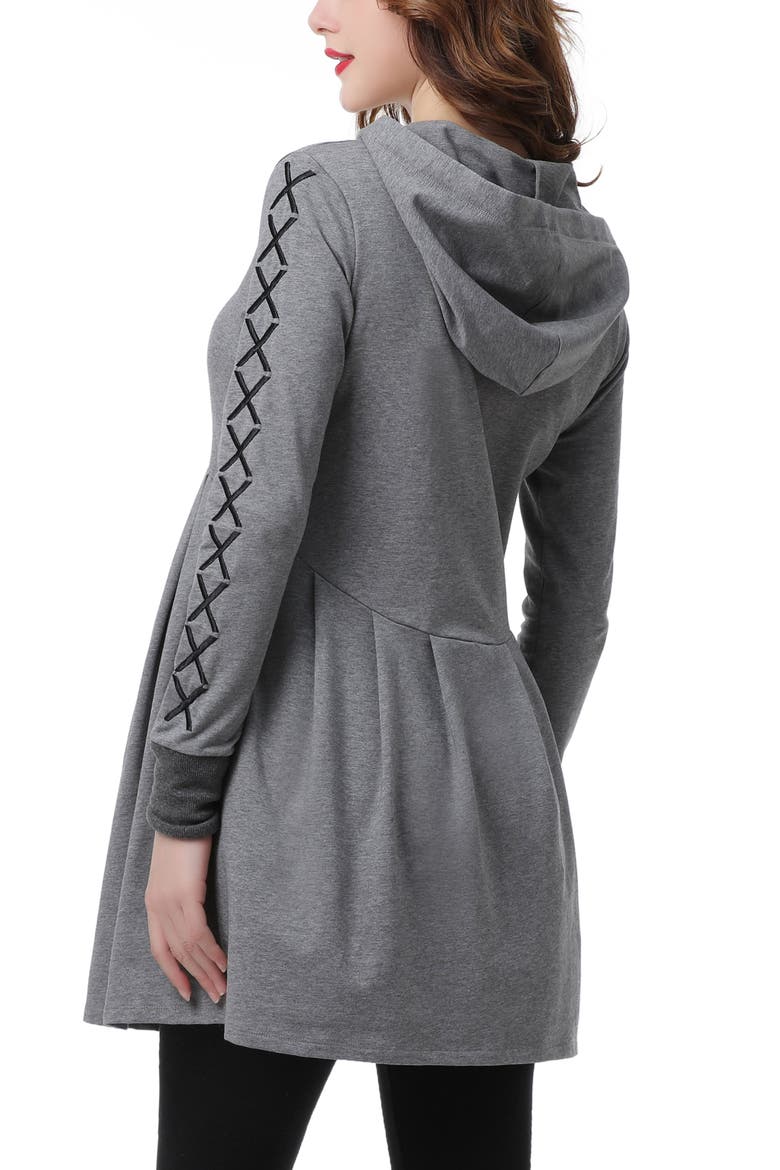 Malory Maternity/Nursing Babydoll Hoodie, Alternate, color, Gray