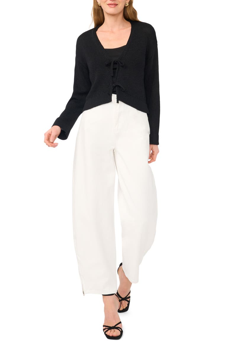 Front Tie Cardigan, Alternate, color, RICH BLACK