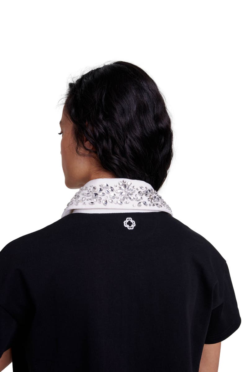 maje Embroidered rhinestone polo dress, Alternate, color, 