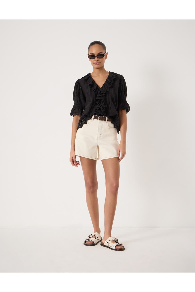Koa Cotton Broderie Blouse, Alternate, color, Black
