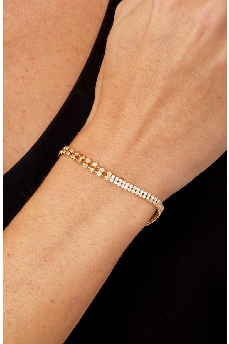 Cubic Zirconia Double Strand Bracelet, Main, color, YELLOW