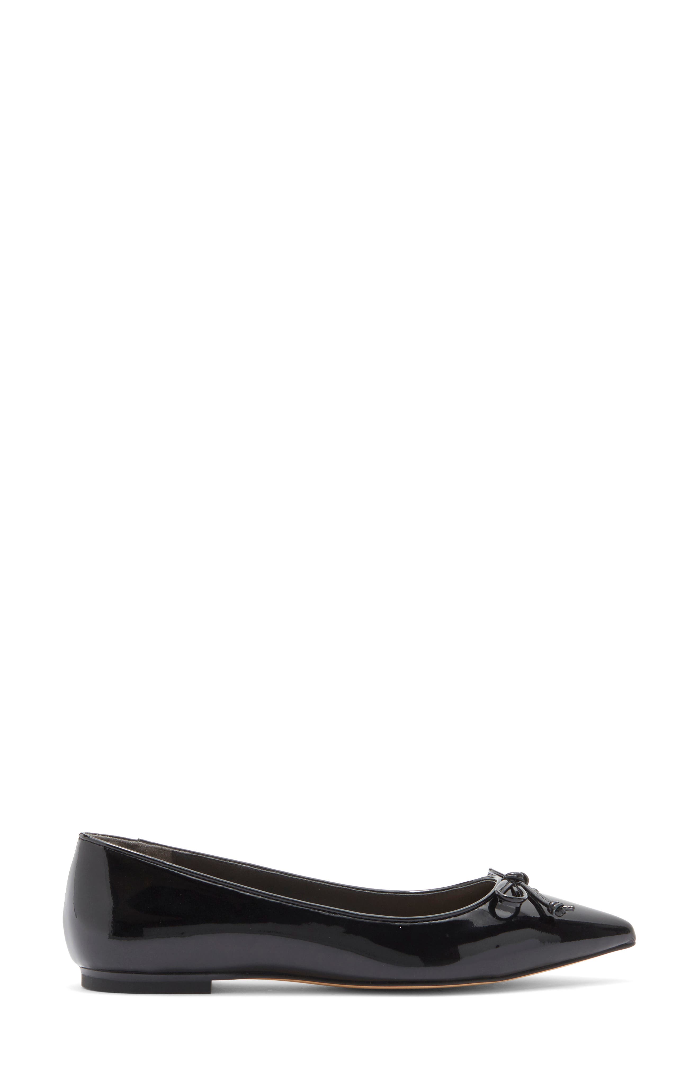 Stuart Weitzman Gabby Pointed Toe Bow Flat, Alternate, color, Black/ Black
