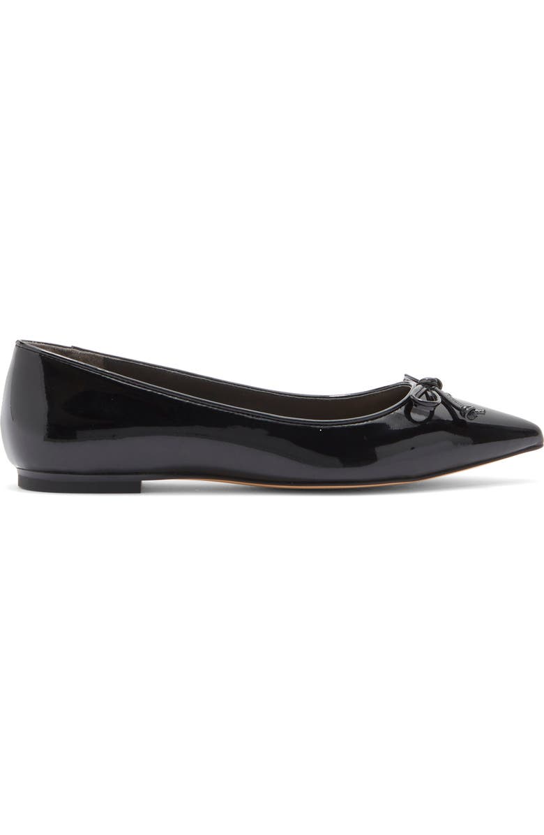 Stuart Weitzman Gabby Pointed Toe Bow Flat, Alternate, color, Black/ Black