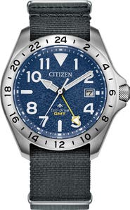 Citizen Promaster Land GMT Eco-Drive Nylon Strap Watch, 39.5mm