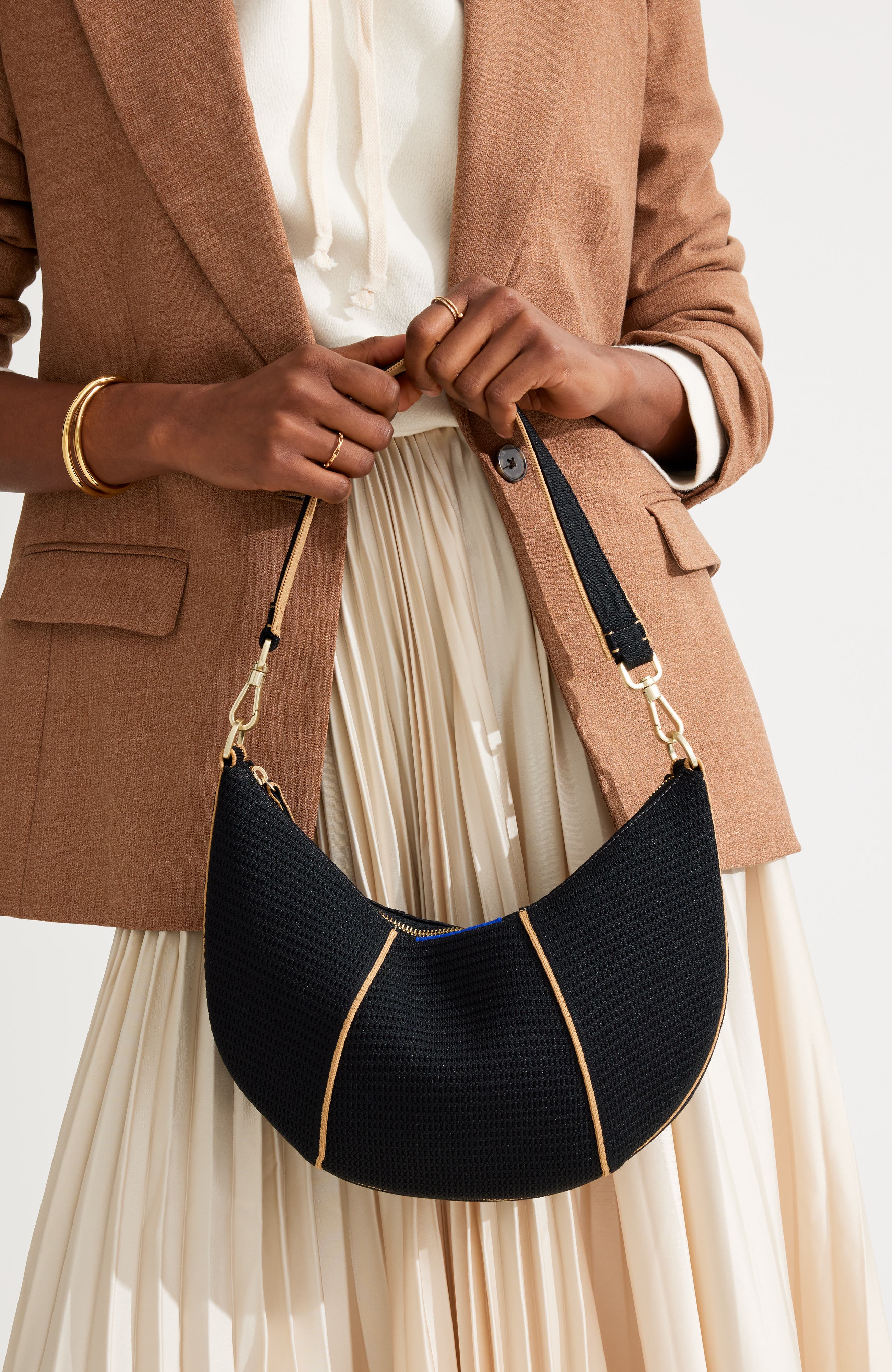 Rothy's The Crescent Bag, Alternate, color, Black