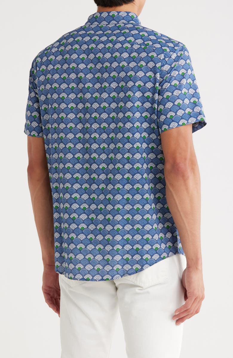 Original Penguin Short Sleeve Linen & Cotton Button-Up Shirt, Alternate, color, Sargasso Sea