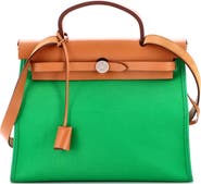 Pre-Owned Hermes Herbag Zip Leather and Toile 31