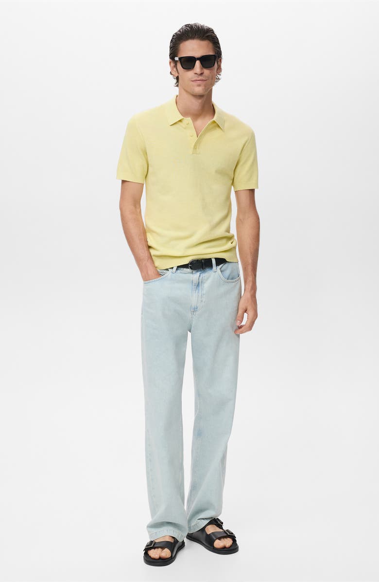 MANGO Slim Fit Knit Polo, Alternate, color, Neon Yellow