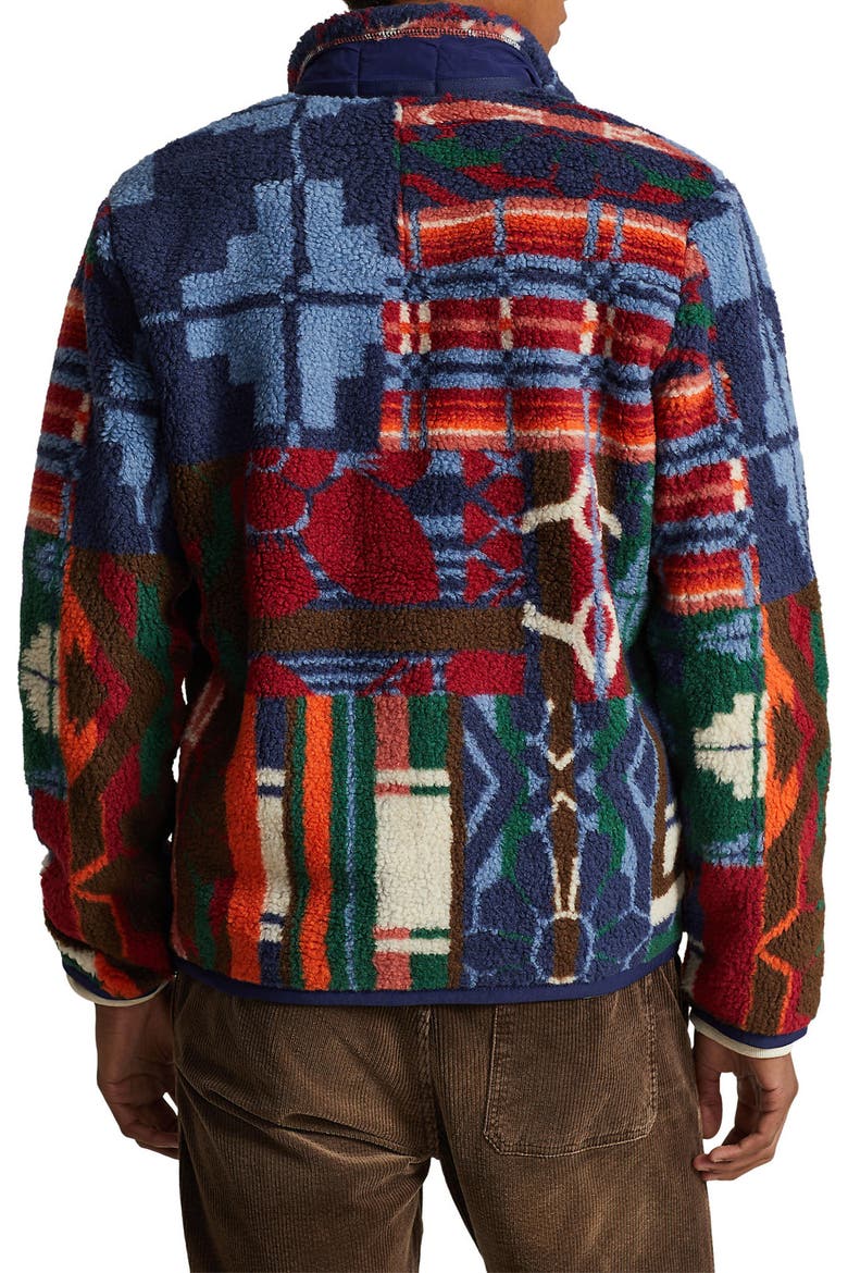 High Pile Jacquard Fleece Zip Jacket, Alternate, color, PINELODGE PATCHWORK