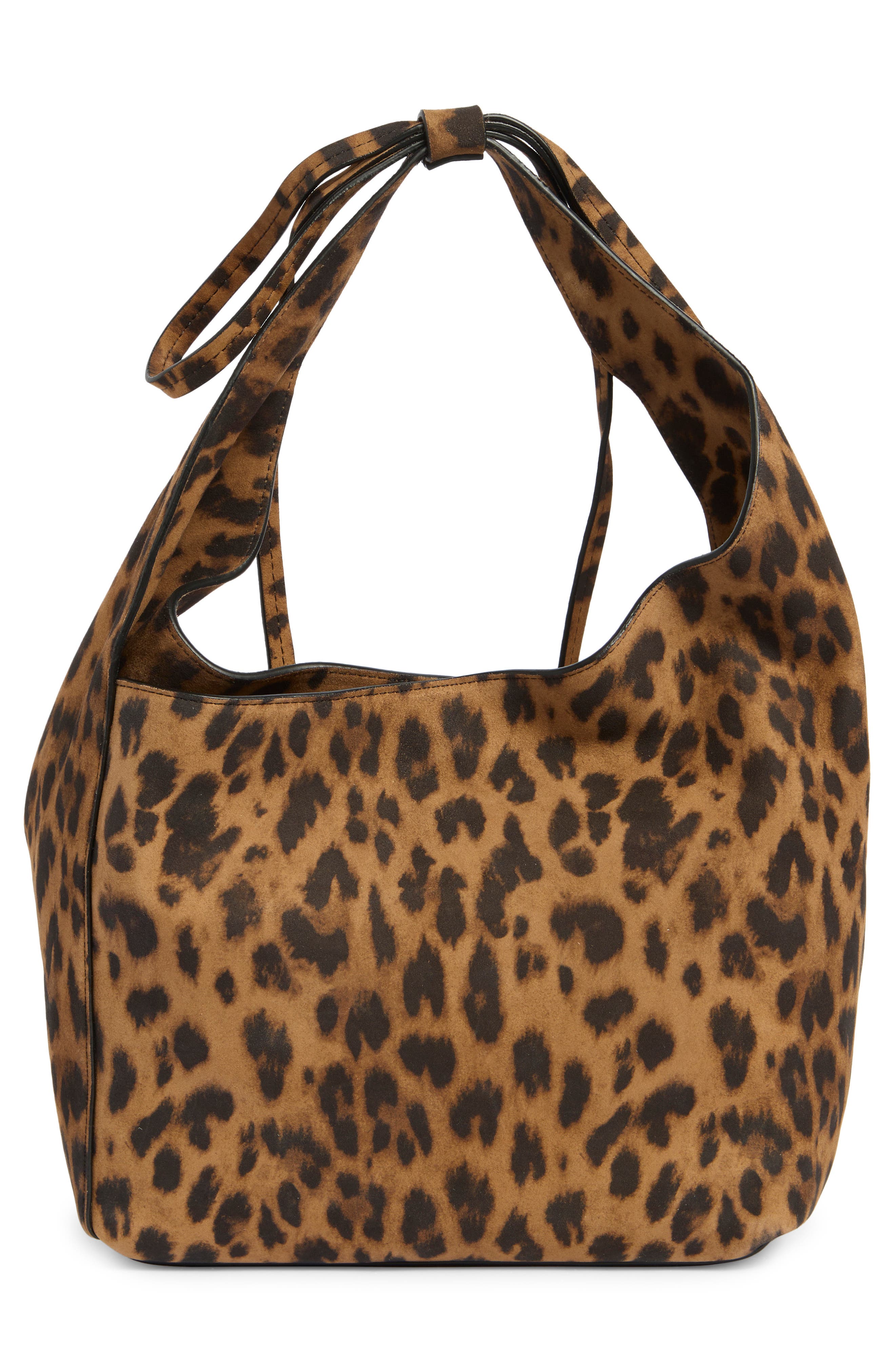 Reformation Small Vittoria Leather Tote, Alternate, color, Leopard Suede