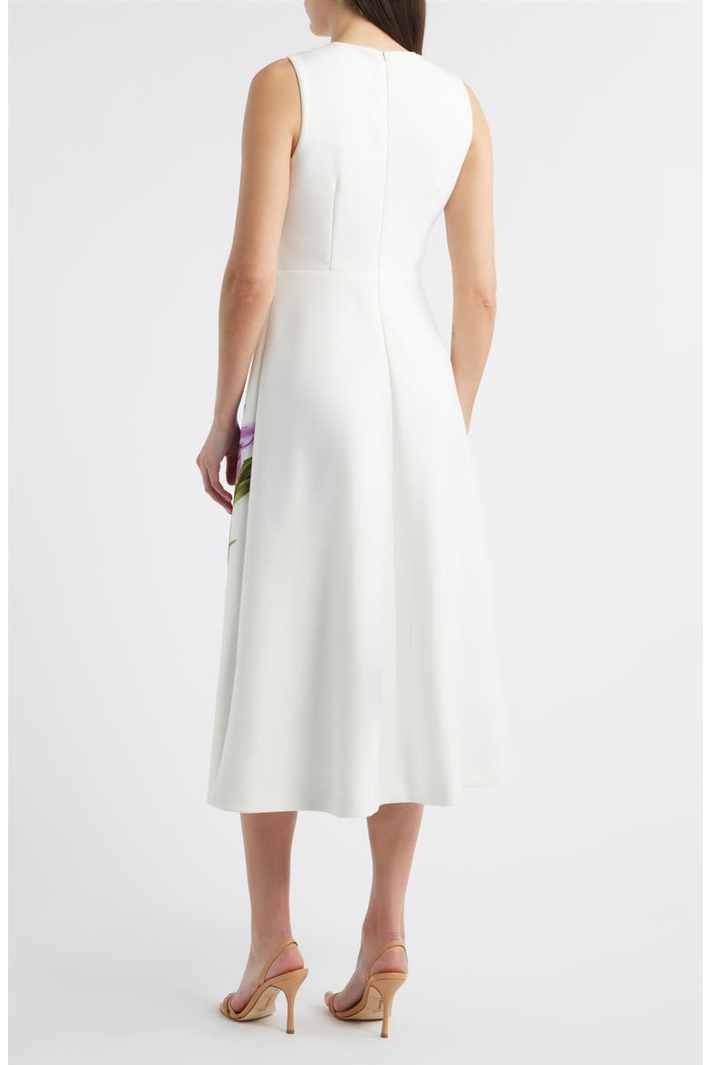 Floral A-Line Midi Dress, Alternate, color, WHITE DOVE MULTI