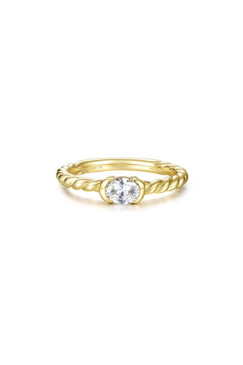 Oval Simulated Diamond Woven Solitaire Ring, Main, color, GOLD