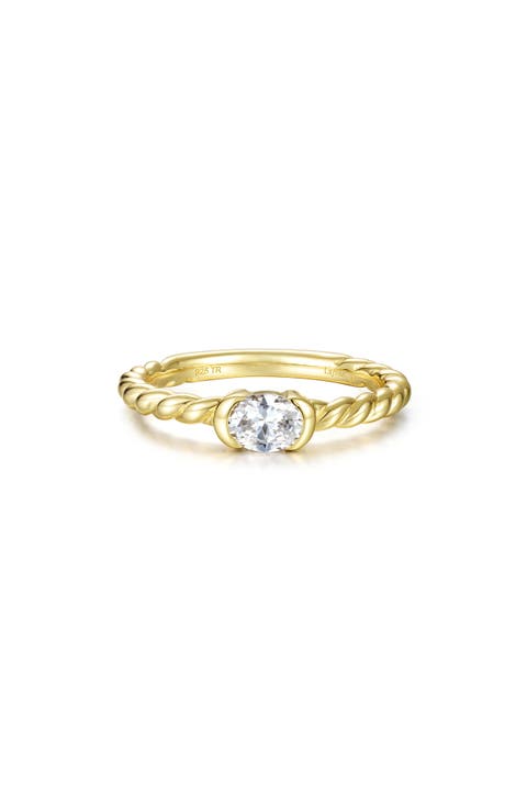 Oval Simulated Diamond Woven Solitaire Ring