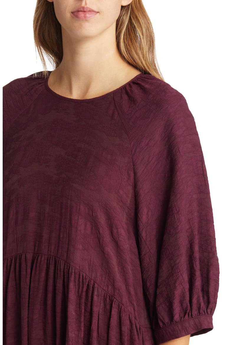 Elbow Sleeve Midi Dress, Alternate, color, BURGUNDY STEM