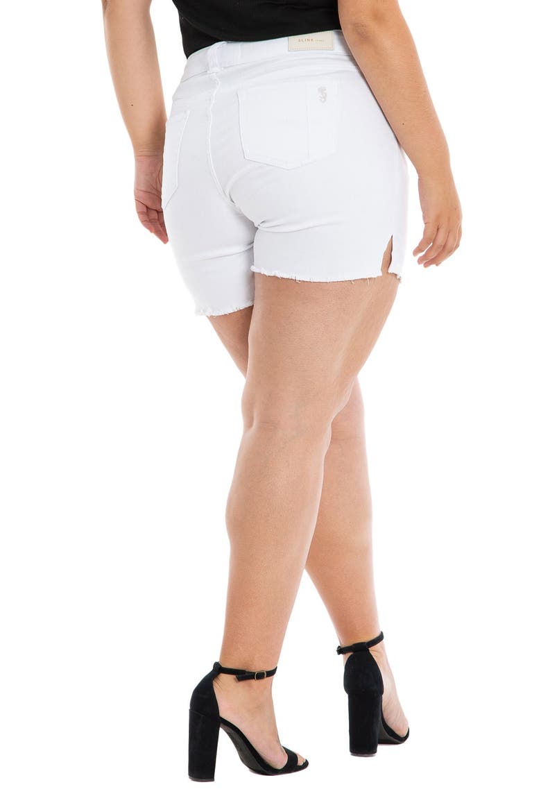 Frayed Hem Side Vent Shorts, Alternate, color, WHITE