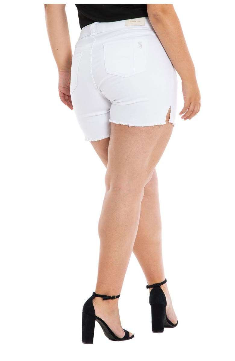 SLINK Jeans Frayed Hem Side Vent Shorts, Alternate, color, White