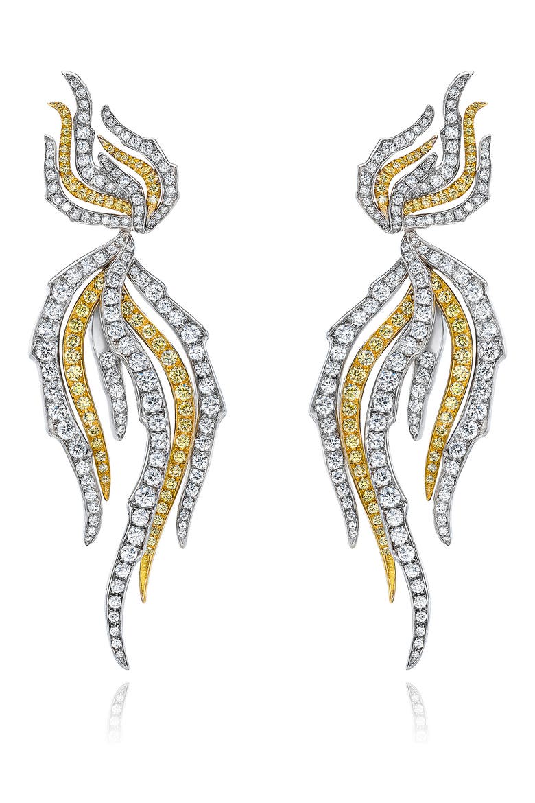 Fire & Ice Diamond Drop Earrings, Main, color, DIA/18K YG