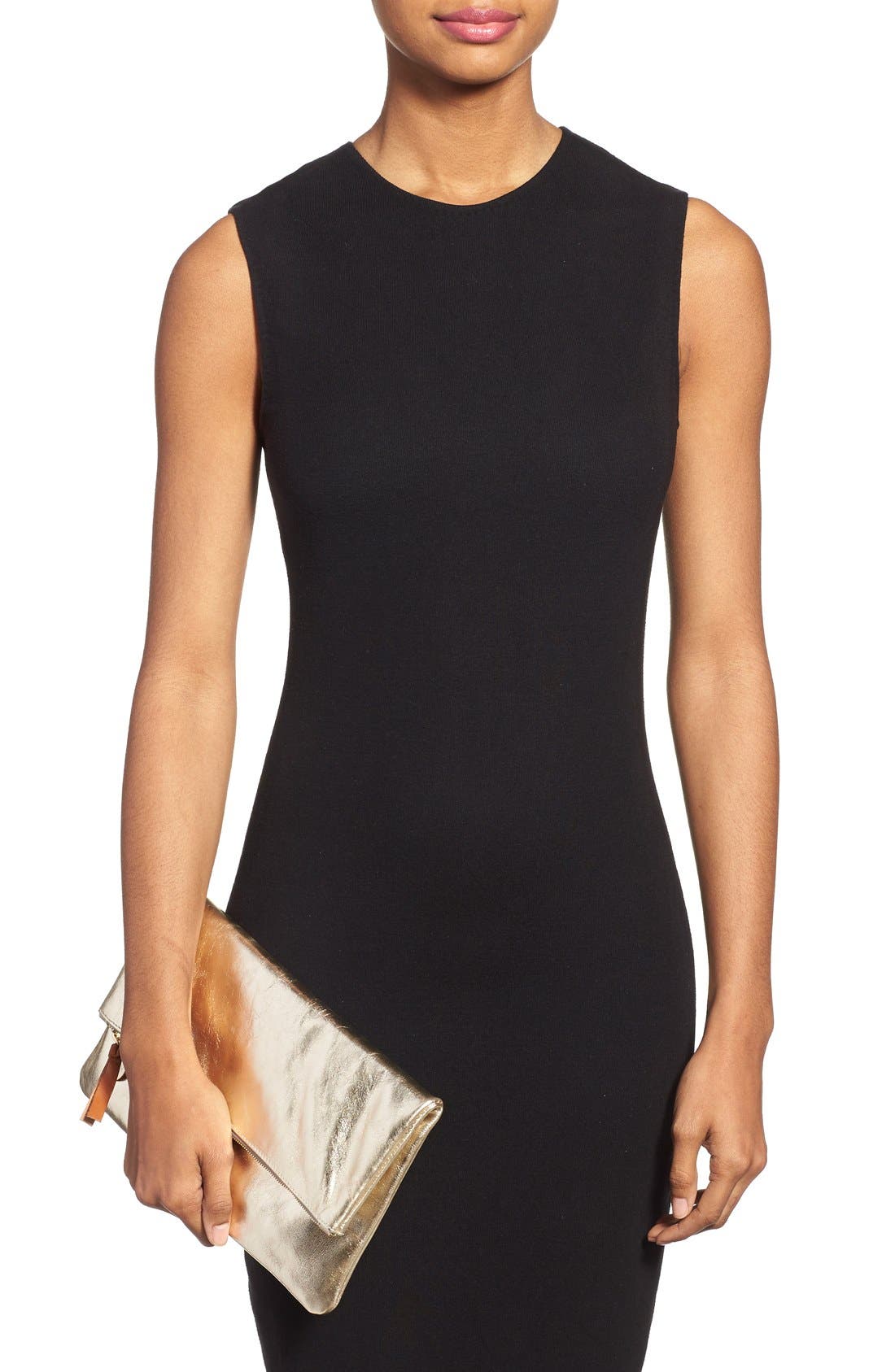 Clare V. 'Maison' Metallic Leather Foldover Clutch, Alternate, color, 