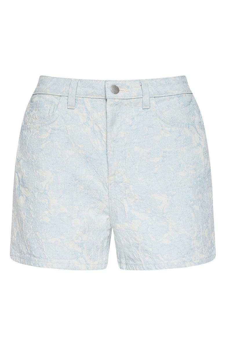 L'AGENCE Lissania Floral Stitch Denim Shorts, Alternate, color, Cloud Damask