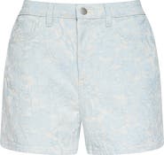L'AGENCE Lissania Floral Stitch Denim Shorts