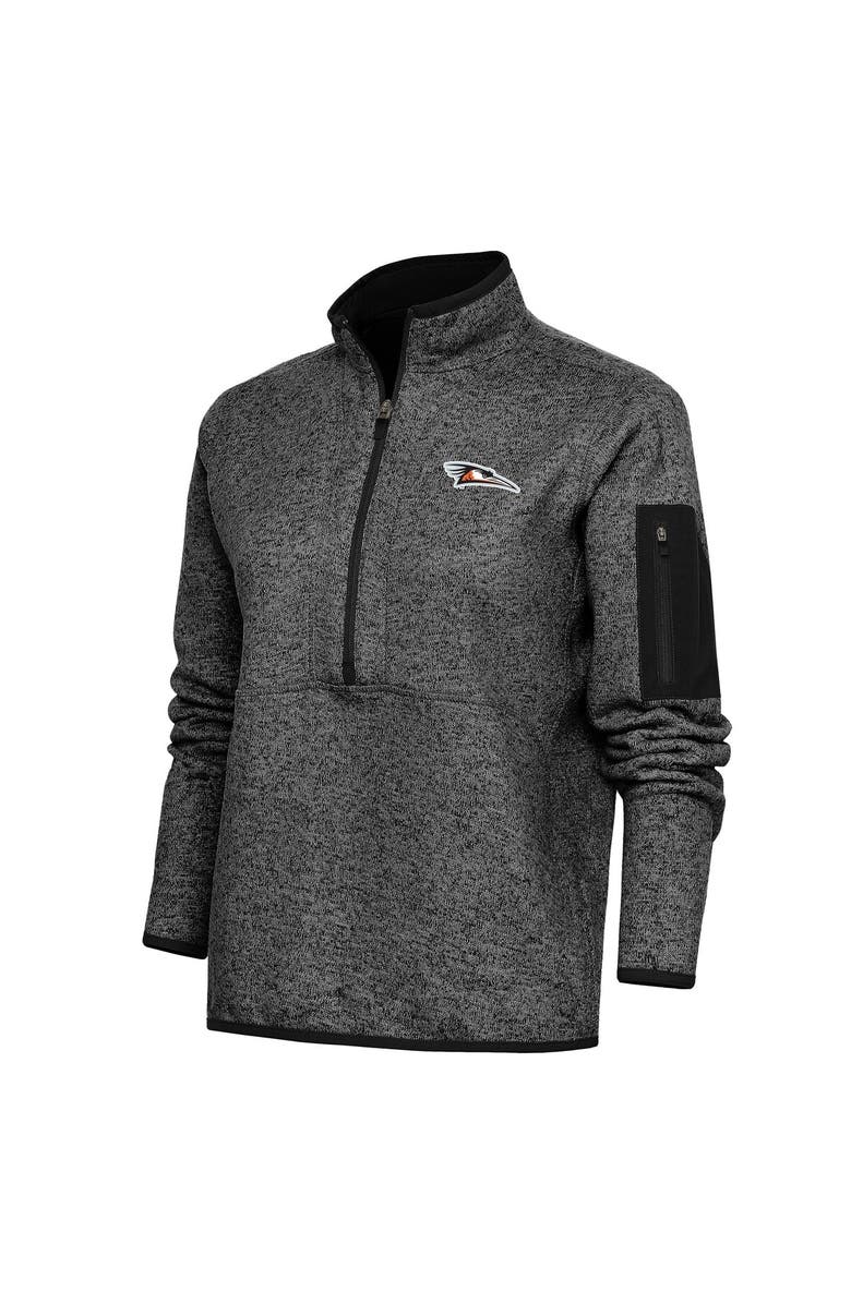 ANTIGUA Women's Antigua Heather Black Delmarva Shorebirds Fortune Half-Zip Pullover Jacket, Main, color,